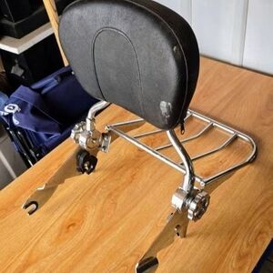 Black Motorcycle Backrest with Chrome Frame